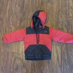 The North Face Full Zip Hooded Reversible Toddler Fleece 2t Black/Red